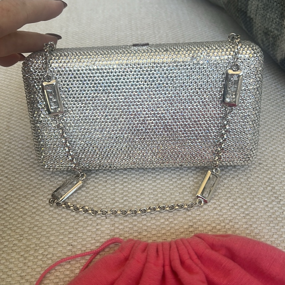 Judith Leiber Sparkling Silver Clutch. 6.5x3.5